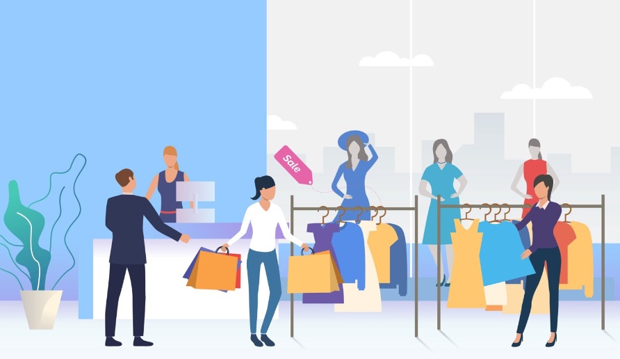 Illustration of retail personas shopping